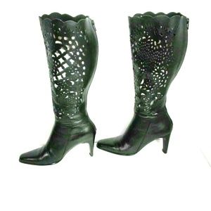 Bellini Black Leather Boots Wide Calves 7 1/2